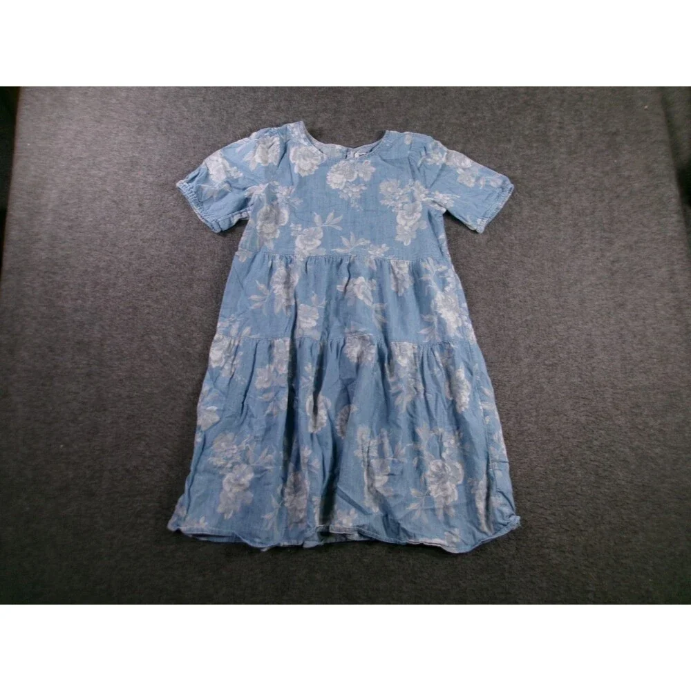 Old Navy Dress Youth Extra Large Blue Floral Causal Summer Beachy Vibes